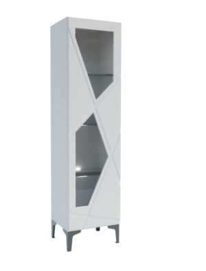 Vitrina Fantazija 1D balta blizgi MDF LED