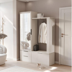 Prieškambario komplektas Lagos smėlio spalvos su veidrodžiu