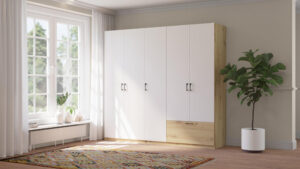 Penkių durų spinta Alta 5D1S balta Artisan ąžuolas be veidrodžio