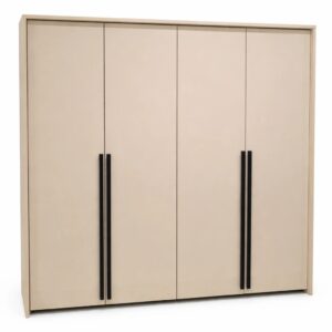 Moderni smėlio spalvos spinta Genua 210 su metalinėmis rankenėlėmis