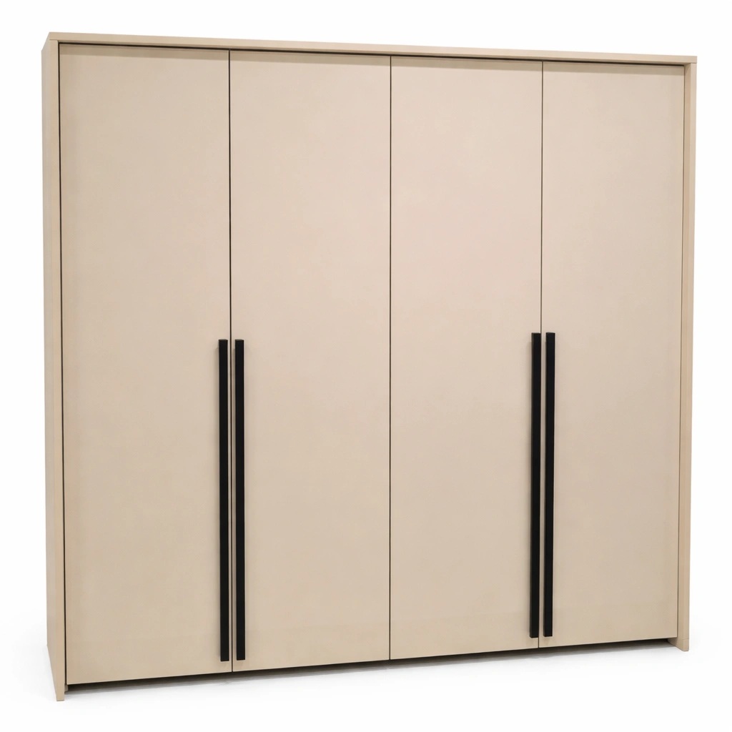 Moderni smėlio spalvos spinta Genua 210 su metalinėmis rankenėlėmis