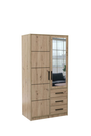 Spinta Kos D2 Artisan ąžuolo spalvos su veidrodžiu šviesioje kambario aplinkoje