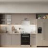 Virtuvės komplektas Alicante 240 su taupe spalvos fasadais ir Cremona ąžuolo stalviršiu